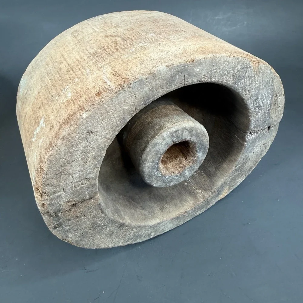 Antique Primitive Millinery Wood Hat Block Mold Form Hatter Tool‎ 4 1/4 7 1/8